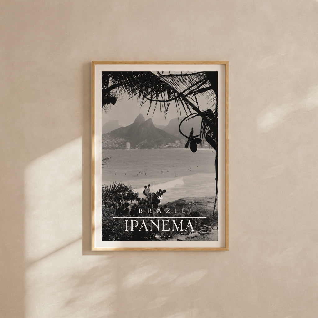 Brazil Fine Art Print - Ipanema Beach | Black & White Analog Film Photography Poster | Rio de Janeiro Wall Art