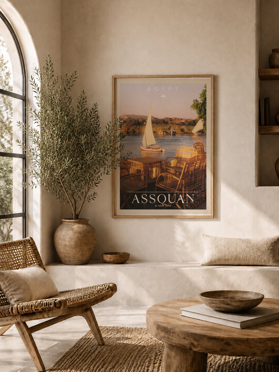 Egypt Travel Fine Art Print — Assouan Feluccas at Sunset | Analog Film Photography Poster | Nile River Wall Art