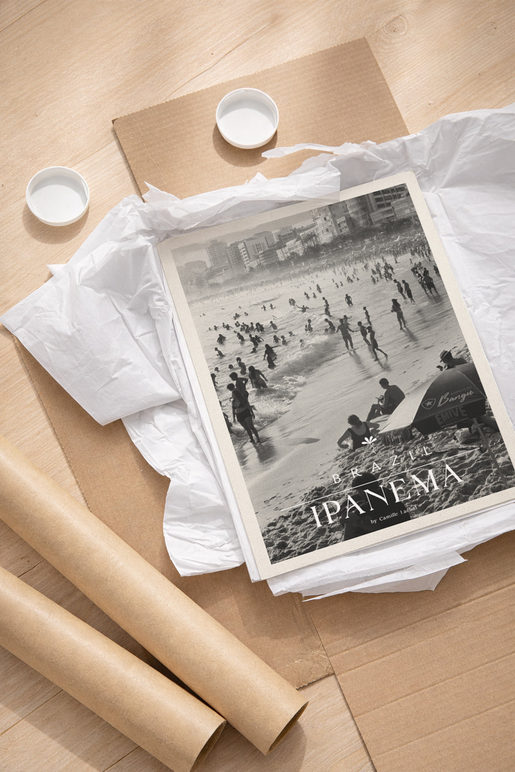 Brazil Fine Art Print - Ipanema Beach Crowd | Black & White Analog Film Photography | Rio de Janeiro Wall Art