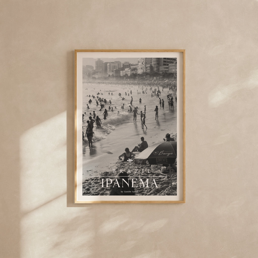 Brazil Fine Art Print - Ipanema Beach Crowd | Black & White Analog Film Photography | Rio de Janeiro Wall Art