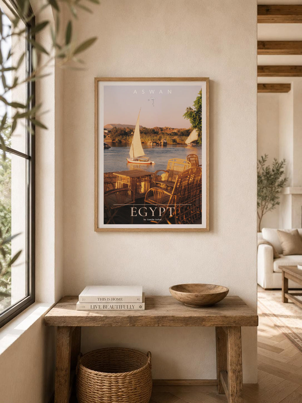 Egypt Travel Fine Art Print — Assouan Feluccas at Sunset | Analog Film Photography Poster | Nile River Wall Art