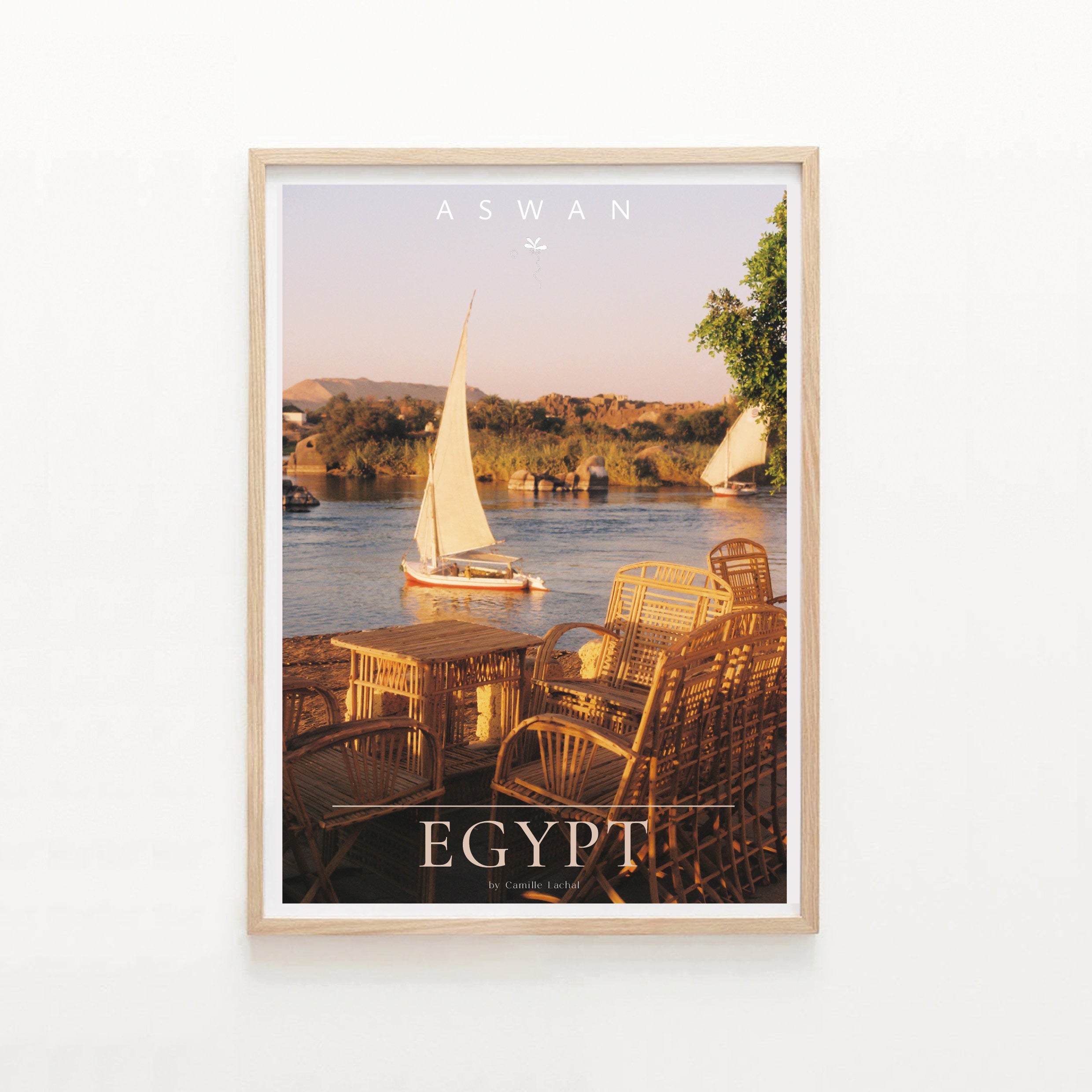 Egypt Travel Fine Art Print — Assouan Feluccas at Sunset | Analog Film Photography Poster | Nile River Wall Art