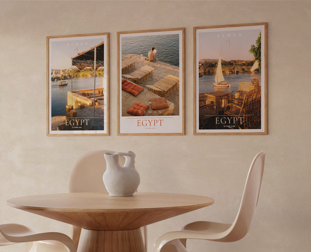 Egypt Travel Fine Art Print — Assouan Feluccas at Sunset | Analog Film Photography Poster | Nile River Wall Art